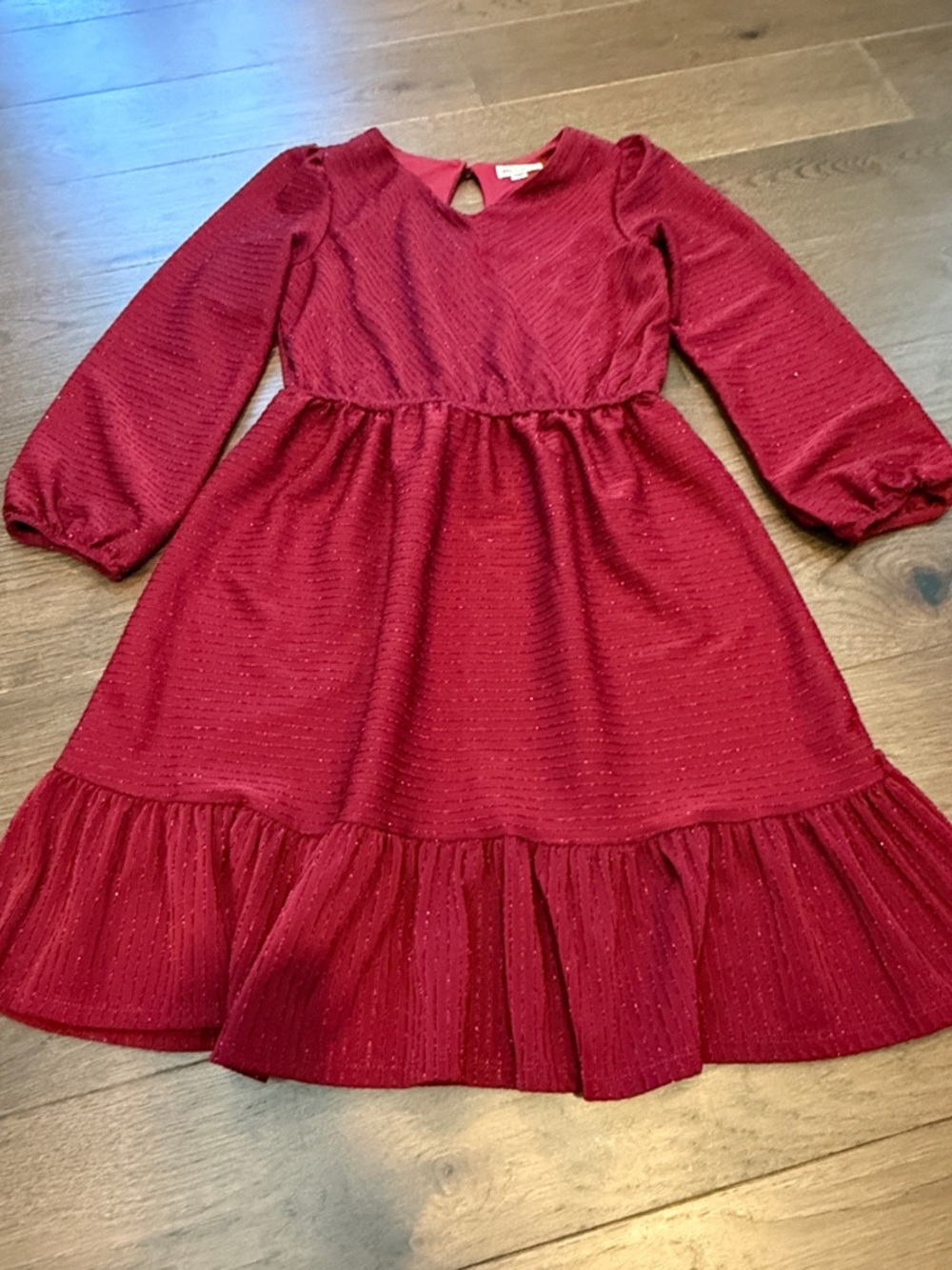 Ava + Yelly Girls' Maroon Long-Sleeve Ruffle Hem Dress Size 12 - C11-206 - Picture 6 of 9